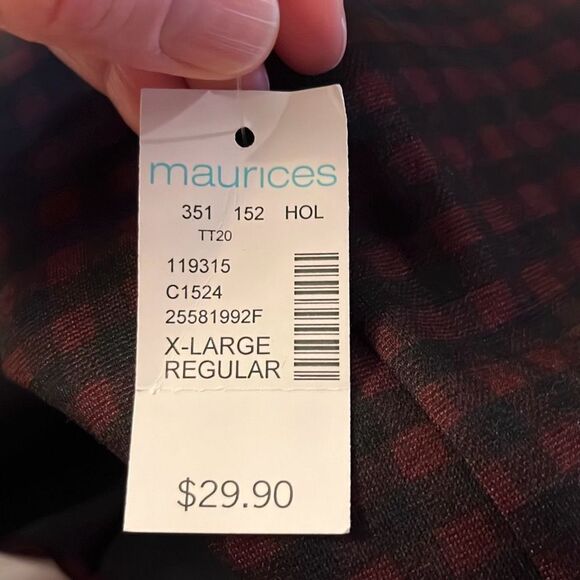 Maurices Skinny Ankle Ponte Pants Women's XL Regular Gingham Checkered Red Black - Picture 5 of 6